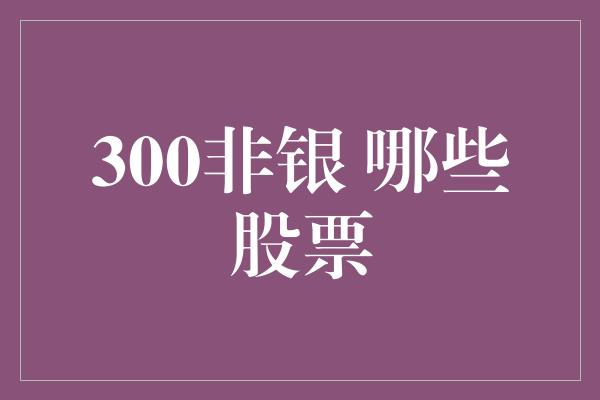 300非银 哪些股票