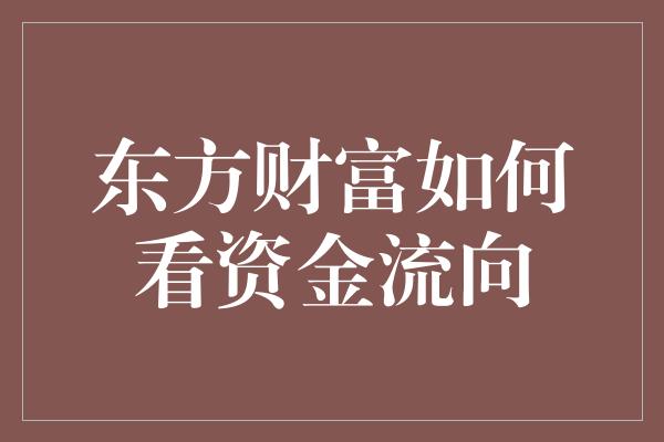 东方财富如何看资金流向