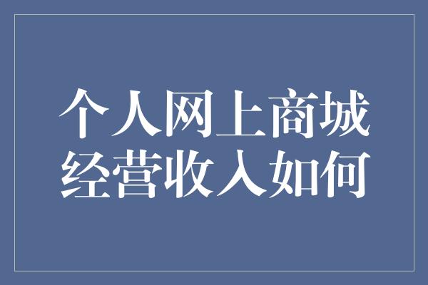 个人网上商城经营收入如何