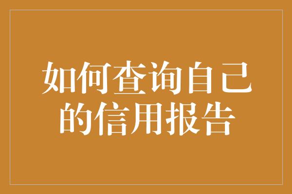 如何查询自己的信用报告