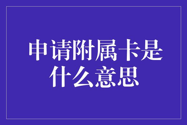 申请附属卡是什么意思